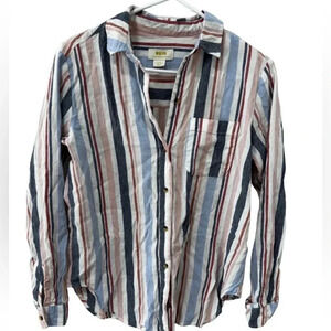 Maeve by Anthropologie Linen Shirt, Size XS, Loose Fit, Multi Color, Button Down